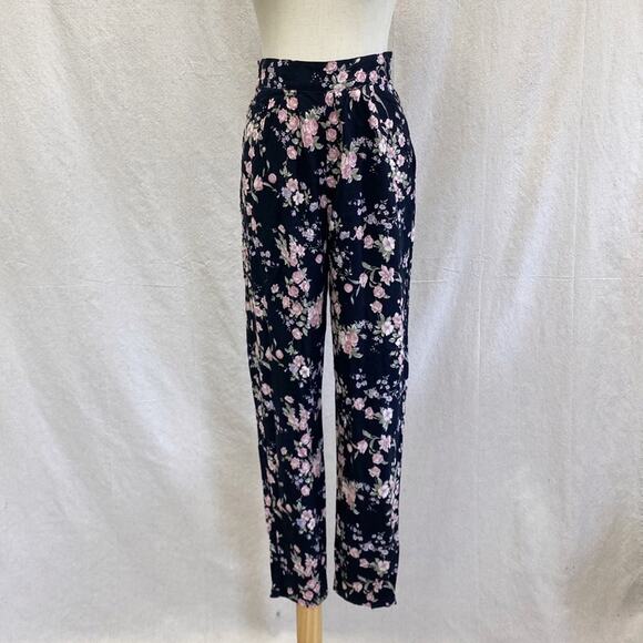 Vintage 90s floral print high‎ rise lightweight tapered leg pants x small-small - Picture 10 of 13